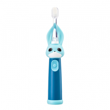 Periuta de dinti electrica Vitammy Bunny Blue, pentru copii 0-3 ani, cu lumina LED, 24.000 de miscari/min, 2 programe de periaj, fibre nano [1]