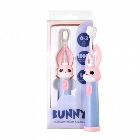 Periuta de dinti electrica Vitammy Bunny Pink, pentru copii 0-3 ani, cu lumina LED, 24.000 de miscari/min, 2 programe de periaj, fibre nano [0]