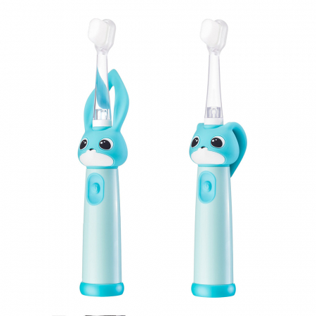 Periuta de dinti electrica Vitammy Bunny Light Blue, pentru copii 0-3 ani, cu lumina LED, 24.000 de miscari/min, 2 programe de periaj, fibre nano [3]