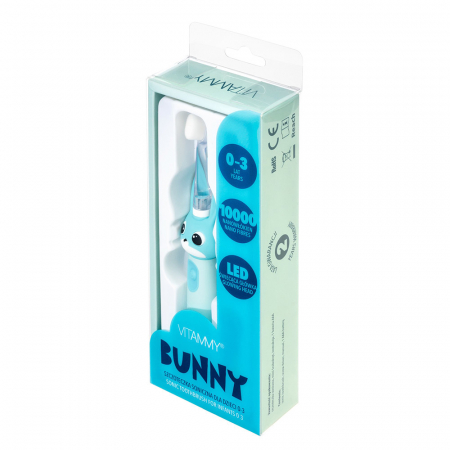 Periuta de dinti electrica Vitammy Bunny Light Blue, pentru copii 0-3 ani, cu lumina LED, 24.000 de miscari/min, 2 programe de periaj, fibre nano [7]