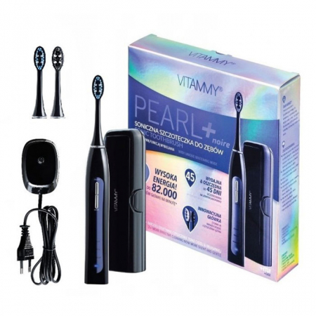 Periuta de dinti electrica VITAMMY Pearl+ Noire, 82000 vibratii/min, 3 moduri de periaj, 2 capete incluse, Negru [4]