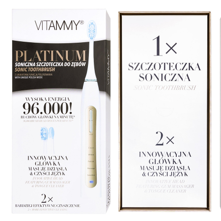Periuta de dinti electrica VITAMMY Platinum, 96000 vibratii/min, 5 moduri de periaj, 2 capete incluse [4]
