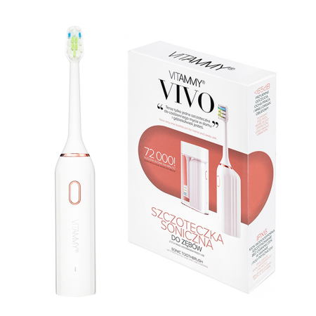 Periuta de dinti electrica VITAMMY Vivo, model premium, 72000 vibratii/min, 3 moduri de periaj, rezistenta la apa, Alb [0]