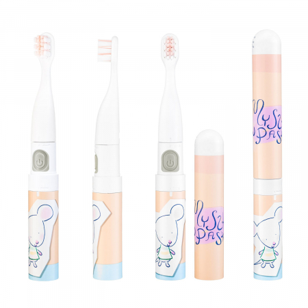 Periuta de dinti electrica VITAMMY Smile Minimini+, pentru copii 3 +, cutie travel, Animatie Soricel, Culoare Piersica, TB8041M [3]