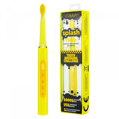 Periute de dinti electrice - Periuta de dinti electrica VITAMMY Splash Yello, 60000 vibratii/min, 3 moduri de periaj, Galben