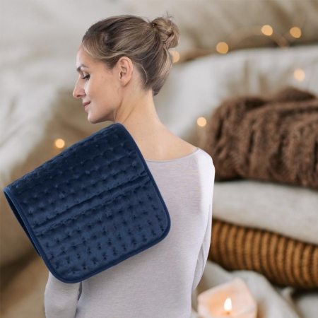 Perna cu incalzire electrica Vitammy Warm-up XL, 30 x 60 cm, 3 trepte de incalzire, termostat, material placut, spalare manuala, Bleumarin [4]