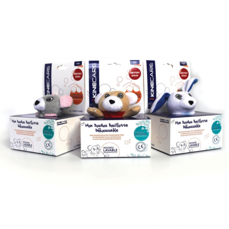 Jucarie termica de plus Kinecare Iepuras, cu microbile si flori de lavanda, pentru copii, 15 x 15 cm, Alb/Albastru, VM-HP12 [4]