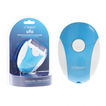 Accesorii ingrijire copii - Pieptene electric cu LED Vitammy Ufo, exterminator de paduchi, Albastru