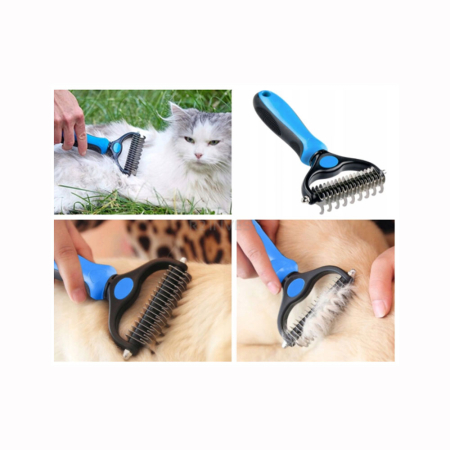 Pieptene pentru animale L, trimmer, descurcare noduri si indepartare par, 17 lame curbate din otel inoxidabil, potrivit pentru toate tipurile de blana, 18 x 9 cm [5]