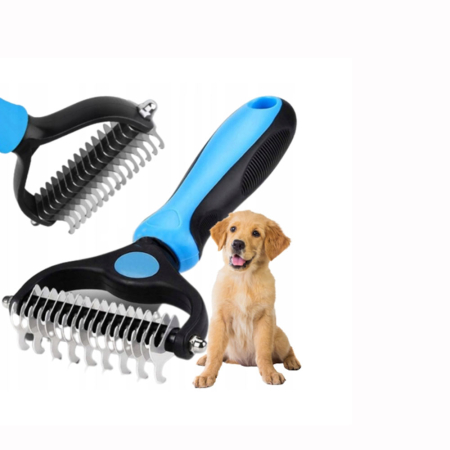 Pieptene pentru animale L, trimmer, descurcare noduri si indepartare par, 17 lame curbate din otel inoxidabil, potrivit pentru toate tipurile de blana, 18 x 9 cm [1]