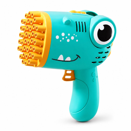 Pistol automat de facut baloane de sapun, 40 de orificii, portabil, compact, forma crocodil, Turcoaz [0]