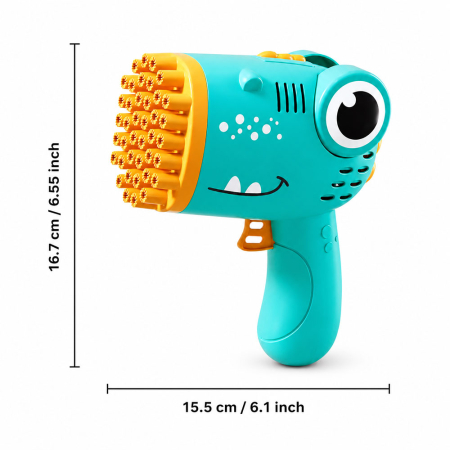 Pistol automat de facut baloane de sapun, 40 de orificii, portabil, compact, forma crocodil, Turcoaz [1]