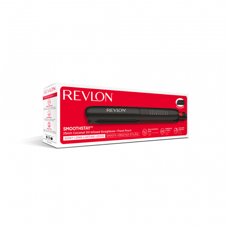 Placa de indreptat parul REVLON SmoothStay RVST2211PE, infuzie cu ulei de cocos, 25 mm, 10 trepte de temperatura, afisaj LCD, geanta de depozitare [6]