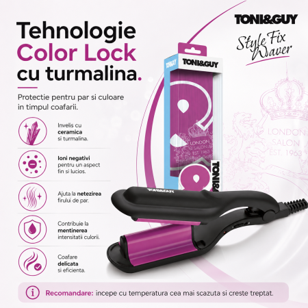 Placa profesionala de creponat parul TONI & GUY Style Fix Waver TGIR1930E [2]