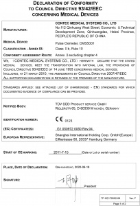 Pulsoximetru Contec CMS50D1, indica nivelul de saturatie a oxigenului din sange, masoara rata pulsului [8]