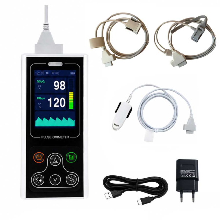 Pulsoximetre de deget - Pulsoximetru portabil Contec CMS60D1, senzor adulti, pediatric si neonatal, masurare saturatie oxigen si rata pulsului, baterie reincarcabila, software pentru date stocate pe PC in timp real