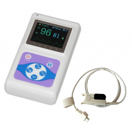 Pulsoximetre de deget - Pulsoximetru profesional Contec CMS60D, model 2025, senzor adulti, masoara saturatia de oxigen si rata pulsului