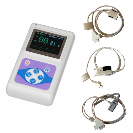 Pulsoximetre de deget - Pulsoximetru profesional Contec CMS60D, model 2025, senzor adulti, neonatal, pediatric, masoara saturatia de oxigen si rata pulsului