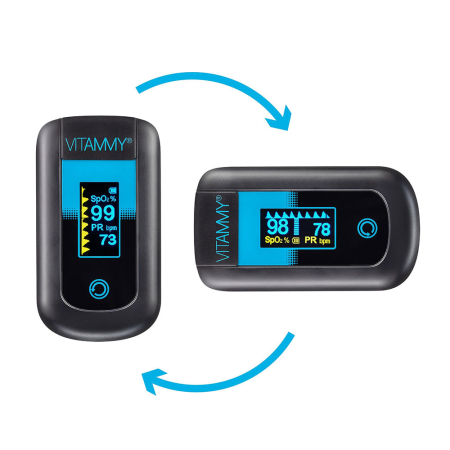 Pulsoximetru Vitammy eSaturino, masoara saturatia de oxigen din sange si pulsul, algoritm de toleranta la miscare, ecran OLED bicolor, 4 directii de afisare, Negru [3]