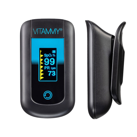 Pulsoximetru Vitammy eSaturino, masoara saturatia de oxigen din sange si pulsul, algoritm de toleranta la miscare, ecran OLED bicolor, 4 directii de afisare, Negru [1]