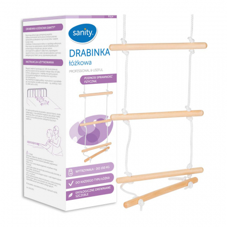 Ingrijire corp - Scara de pat Sanity pentru reabilitare, rezistenta, 6 trepte din lemn ecologic, greutate maxima 150 kg, 180 cm lungime