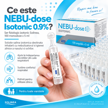 Ser fiziologic izotonic Solinea NEBU-dose concentratie 0.9%, 100 monodoze x 5 ml [1]