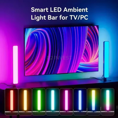 Set 2 bare LED ambientale, RGB, smart pentru tv si pc, telecomanda inclusa, efecte muzica, iluminare decorativa, abs, montaj vertical sau orizontal, 4.1 x 3.5 x 24.8 cm [2]