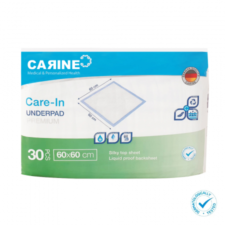 Set 30 buc aleze igienice premium  Carine, 60x60 cm, absorbtie ridicata, testate dermatologic, dispozitiv medical [0]