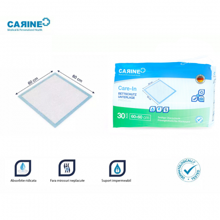 Set 30 buc aleze igienice premium Carine, 60x60 cm, pentru animale de companie, absorbtie ridicata, testate dermatologic, dispozitiv medical [5]