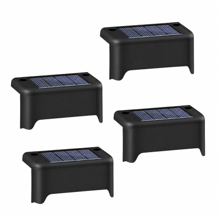 Electrocasnice & climatizare - Set 4 lampi solare, pentru iluminarea treptelor, teraselor, aleilor din gradina si a cailor de acces, senzor crepuscul incorporat, panou solar amorf 2V, lumina alb cald, pana la 8 ore de ilumare