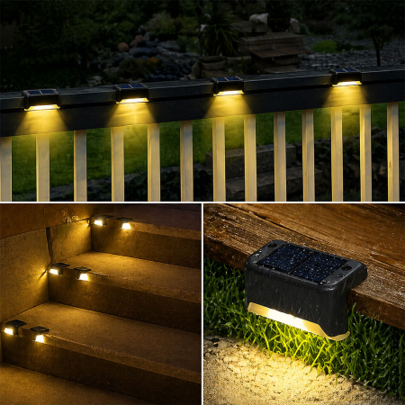 Set 4 lampi solare, pentru iluminarea treptelor, teraselor, aleilor din gradina si a cailor de acces, senzor crepuscul incorporat, panou solar amorf 2V, lumina alb cald, pana la 8 ore de ilumare [2]
