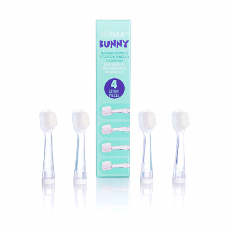 Accesorii si rezerve - Set 4 rezerve periuta de dinti Vitammy Bunny, fibre nano, Alb