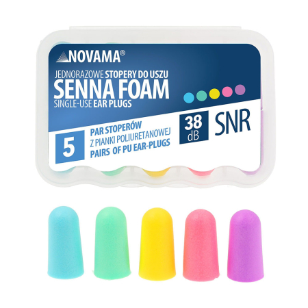 Ingrijire corp - Set 5 perechi dopuri de urechi Novama Senna Foam, pentru reducerea zgomotului, confortabil, eficient, Multicolor