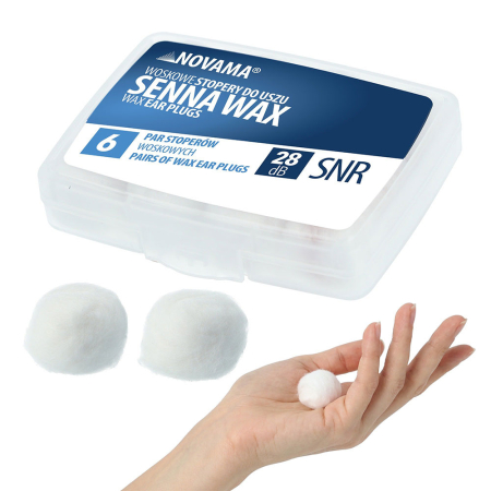Set 6 perechi dopuri de urechi Novama Senna Wax, din ceara modelabila, reducere zgomot pana la 28 dB, confort ridicat, cu etui practic [2]