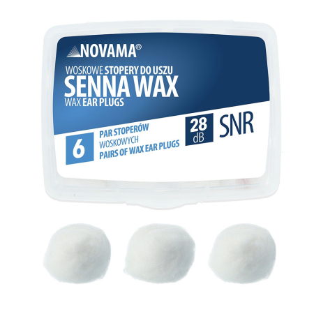 Ingrijire corp - Set 6 perechi dopuri de urechi Novama Senna Wax, din ceara modelabila, reducere zgomot pana la 28 dB, confort ridicat, cu etui practic