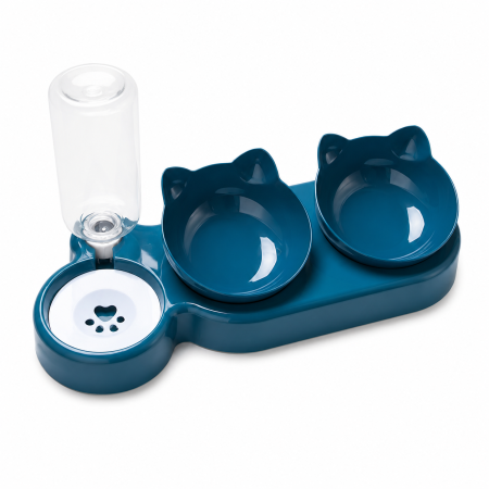 Electrocasnice & climatizare - Set boluri 3 in 1 pentru animale, recipient apa 500 ml, 2 boluri hrana din polipropilena rezistenta, forma si dimensiune ergonomica, Albastru