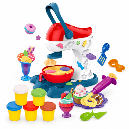 Electrocasnice mici si accesorii - Set cu plastilina pentru realizarea deserturilor, jucarie multifunctionala tip cofetarie,  creativ si educativ pentru copii, 16 accesorii