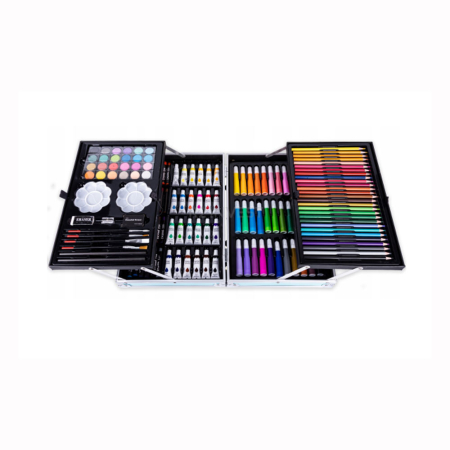 Set desen copii 145 piese, valiza portabila, creioane, carioci, acuarele, acrilice, pensule, ascutitoare, radiere, unicorn, Roz [4]