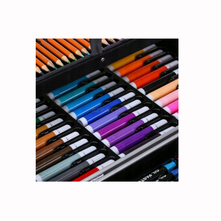 Set desen copii 145 piese, valiza portabila, creioane, carioci, acuarele, acrilice, pensule, ascutitoare, radiere, unicorn, Roz [7]