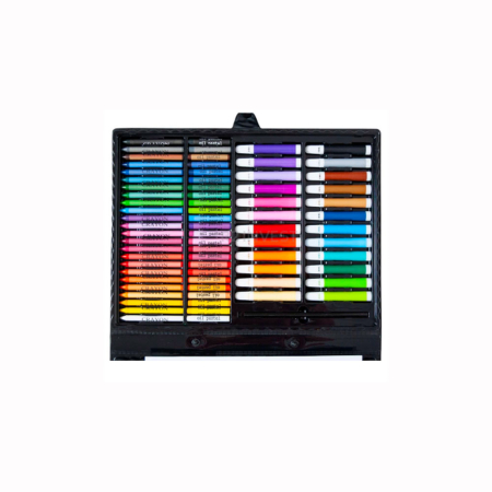 Set desen copii Super Mega Art Set, 168 piese, valiza portabila, creioane colorate, pasteluri cerate si uleioase, acuarele, pensula, Negru [2]