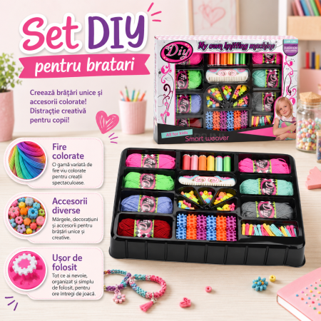 Set DIY pentru realizarea de bratari, coliere si alte accesorii, potrivit pentru copii si adulti, margele, inchizatori si diverse elemente pentru personalizare [3]