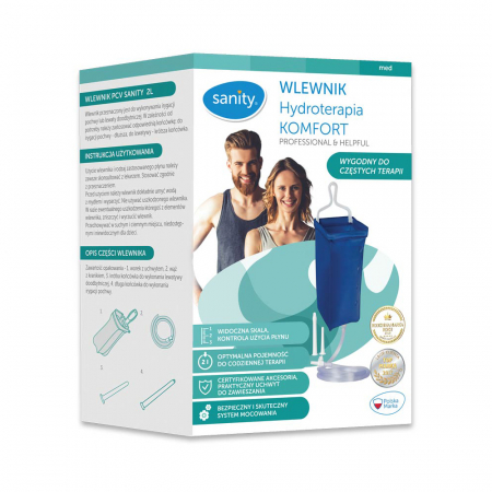 Set enteroclisma Sanity Hydroterapia Comfort pentru irigare vaginala si intestinala, femei si barbati, capacitate 2 l, Bleumarin [2]