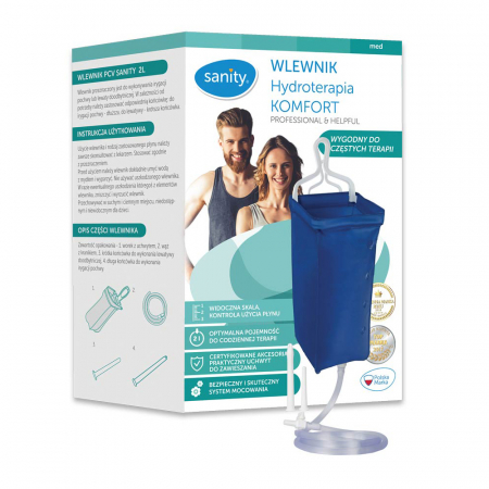 Ingrijire corp - Set enteroclisma Sanity Hydroterapia Comfort pentru irigare vaginala si intestinala, femei si barbati, capacitate 2 l, Bleumarin