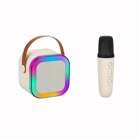 Electrocasnice & climatizare - Set boxa Karaoke cu microfon wireless, stil retro, Bluetooth 5.2, sunet stereo, incarcare USB-C, raza actiune 10m