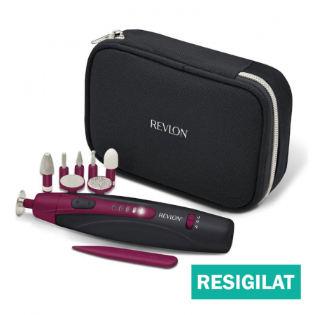 Set manichiura freza electrica REVLON Travel Chic resigilat, Negru/Visiniu [0]