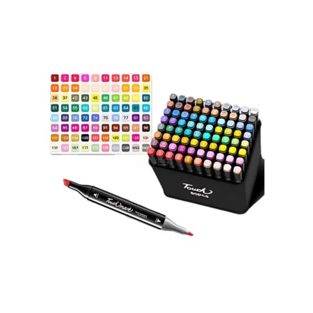 Electrocasnice & climatizare - Set markere 80 culori, pe baza de alcool, doua capete, potrivite pentru hartie, carton, ceramica, lemn, metal si alte suprafete, geanta