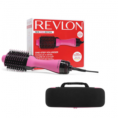 Set perie electrica fixa REVLON One-Step Hair Dryer & Volumizer RVDR5222PE roz si geanta transport RedLine Case One [0]