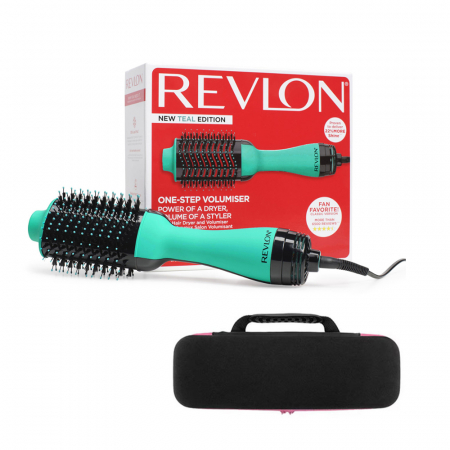 Resigilate - Set perie electrica fixa REVLON One-Step Hair Dryer & Volumizer RVDR5222TE teal si geanta transport RedLine Case One - Copie