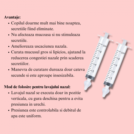 Set seringi pentru lavaj nazal RedLine Nasucel, pentru curatarea si hidratarea cailor nazale, 2 x 10 ml, 4 luni+ [3]