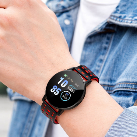 Bratara fitness 119S Plus Black-Red, smart band, monitorizare puls, Bluetooth 4.0, display 1.3 inch, port USB, rezistenta la stropire [1]